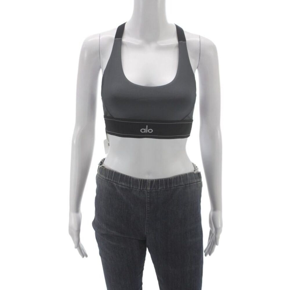 Alo Womens Adjustable Racerback Sports Bra Gray Size XS